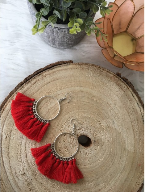 Boucle d'oreille Maellys avec pompons